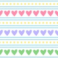 Seamless pattern multicolored hearts stripes dots vector illustration